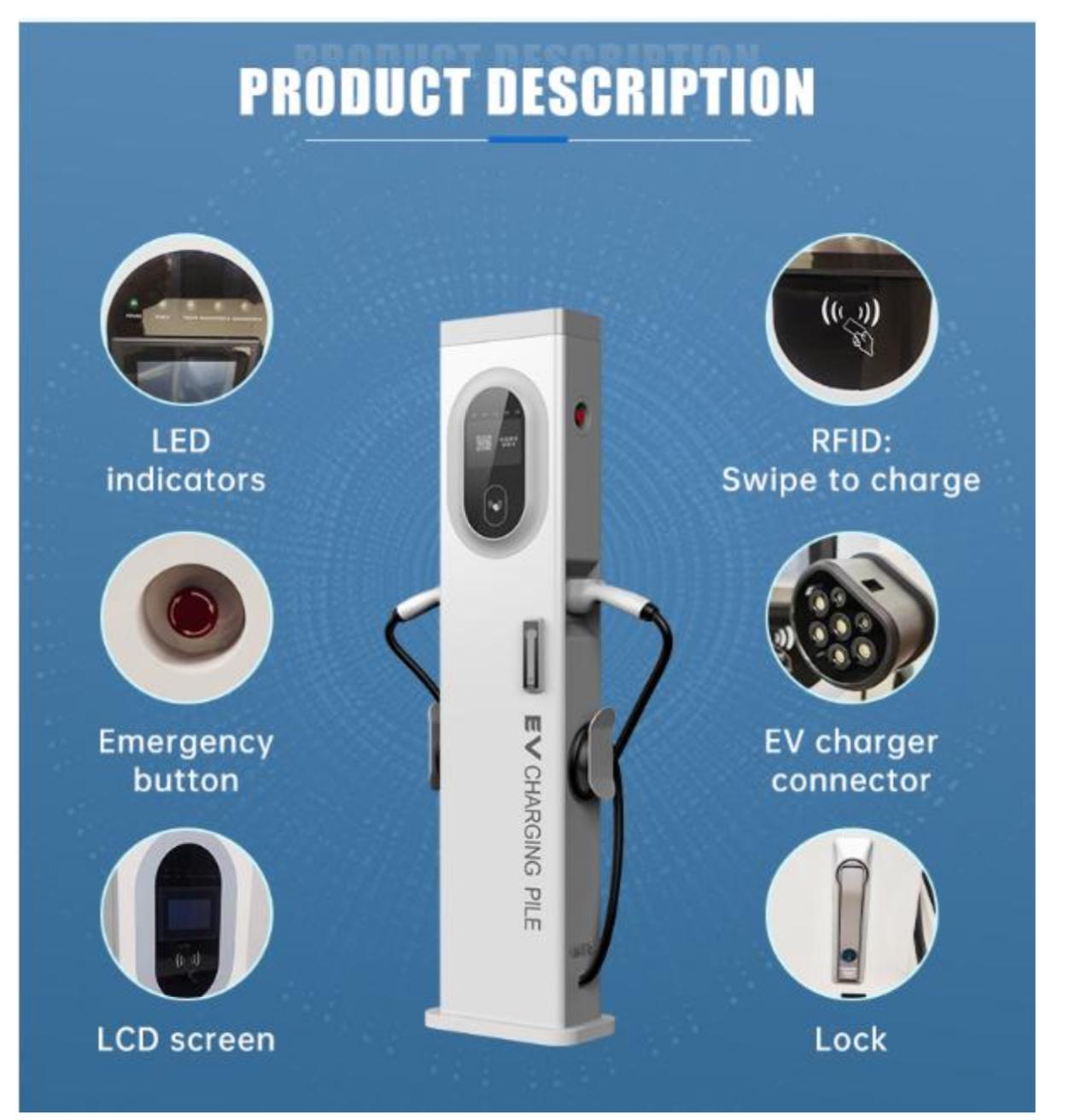Floor-mounted AC charging pile 11KW, Double Gun - Image 6